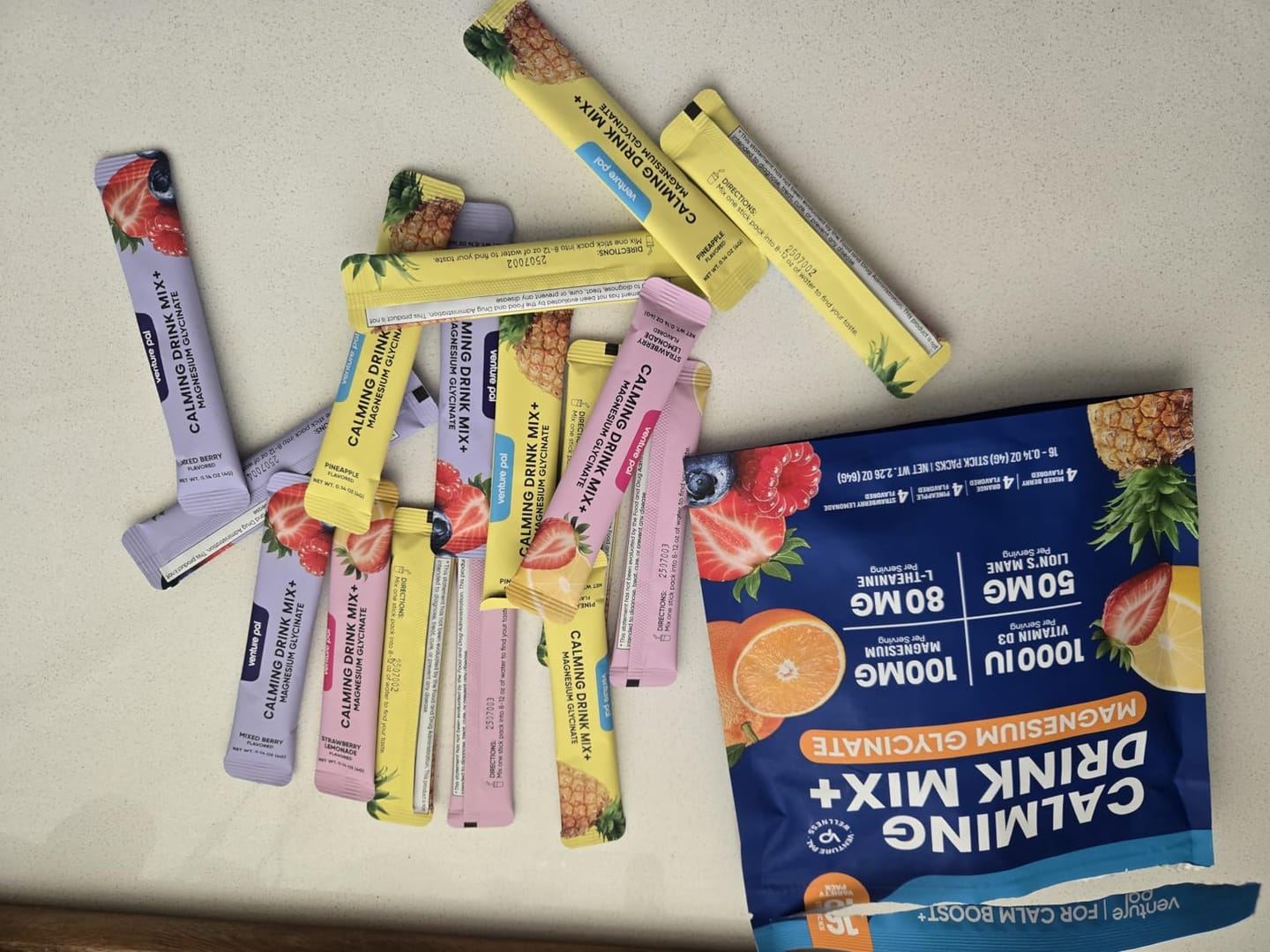 Customer photo review of Magnesium Glycinate Powdered Drink Mix - Variety- 16 Sticks