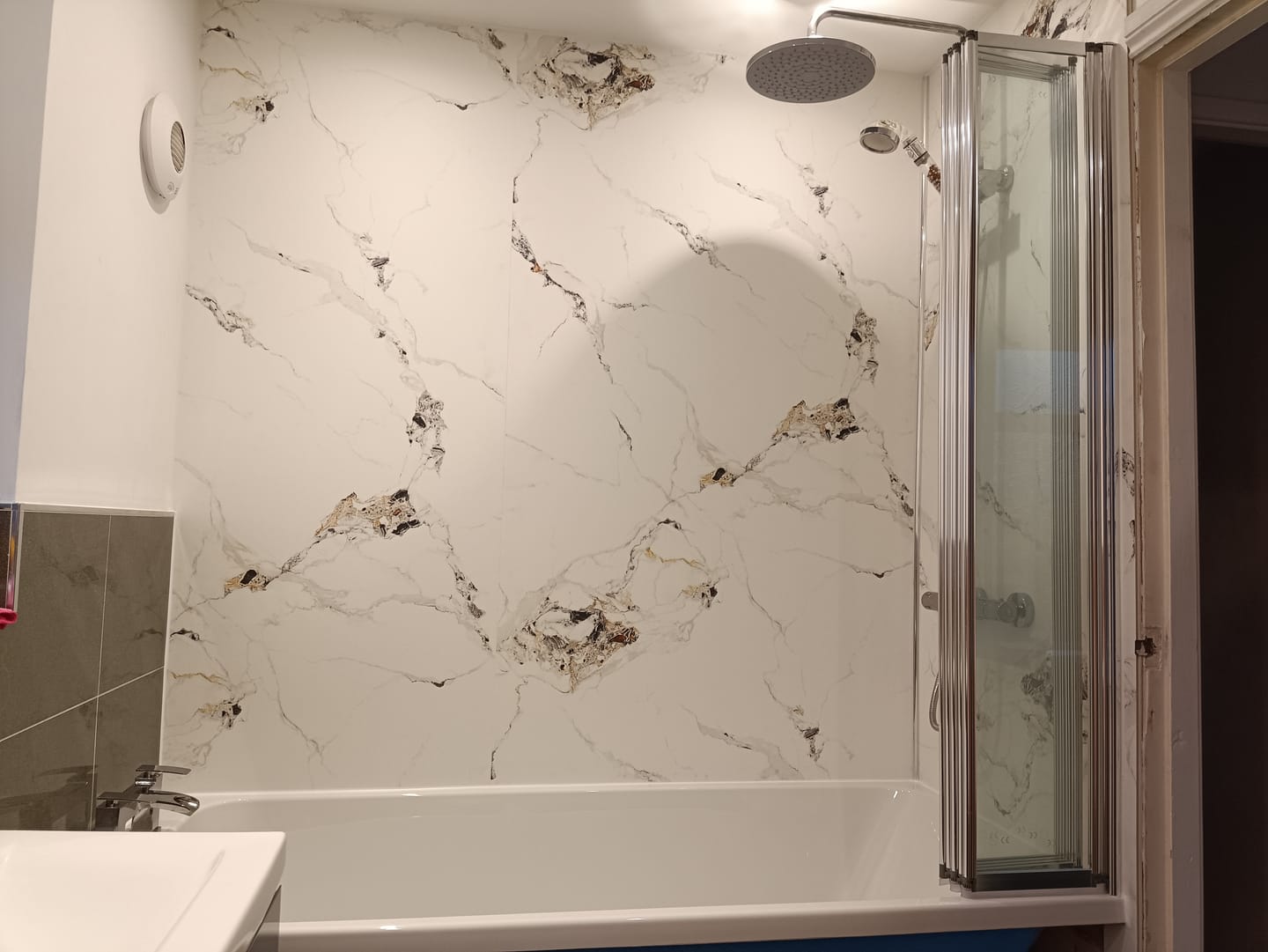 Customer photo review of 10mm Oro Gold Marble Ultra Matt Shower Panel 1M x 2.4M