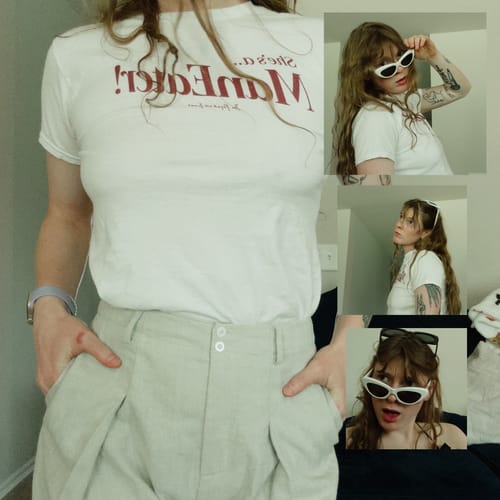 Customer photo review of man eater baby tee