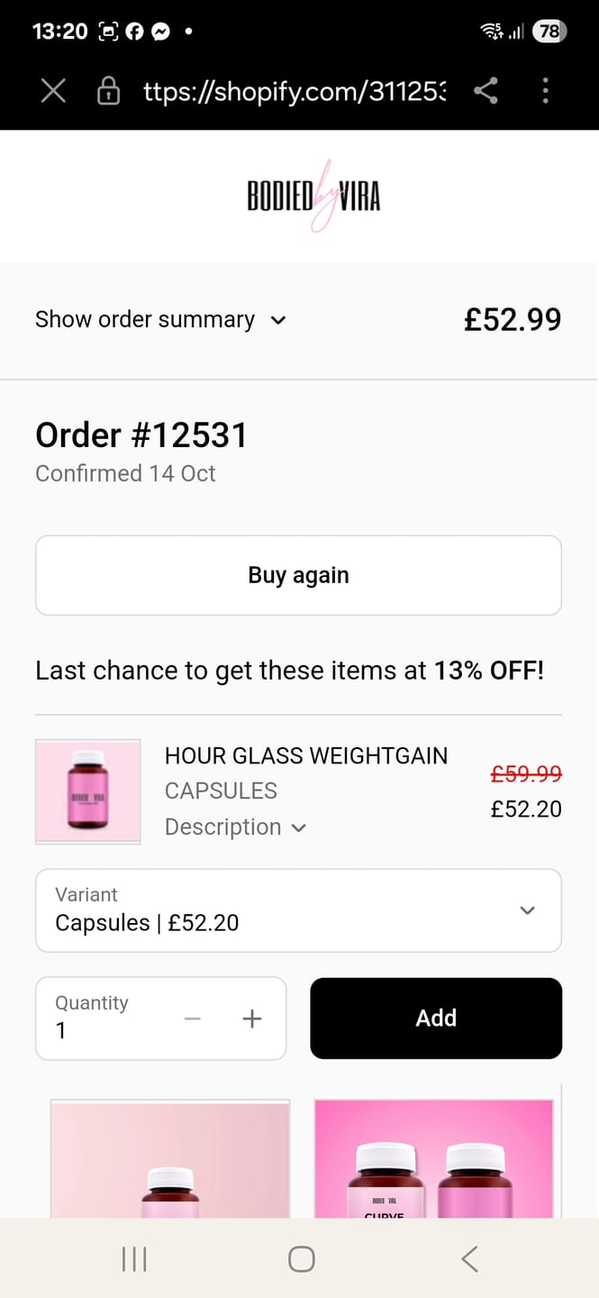 Customer photo review of HOUR GLASS WEIGHTGAIN