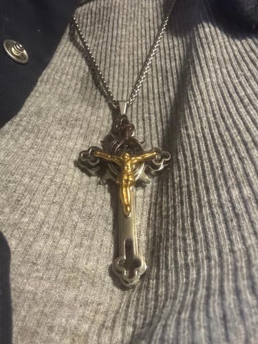 Customer photo review of Christianartworkshop St. Benedict Symbol Crucifix Necklace