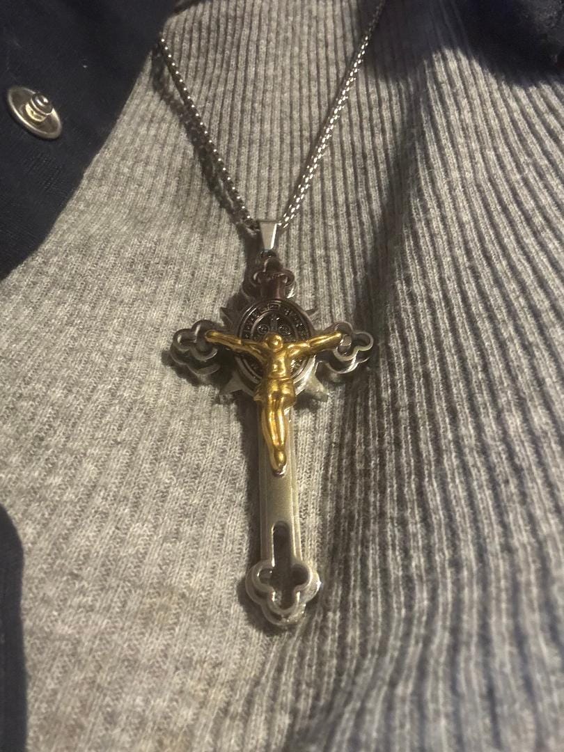 Customer photo review of Christianartworkshop St. Benedict Symbol Crucifix Necklace