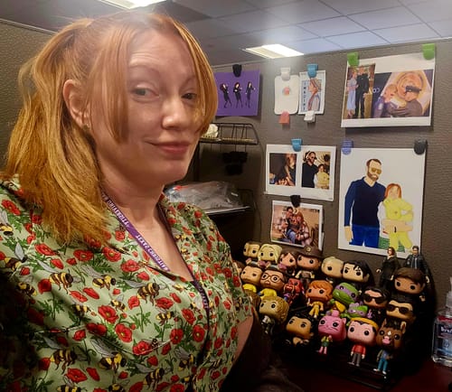 Customer photo review of Bee-autiful Garden Curvy Button Up Shirt