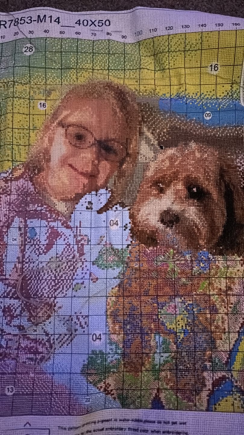 Customer photo review of Custom Couple Cross Stitch Tapestry Kit | Just Upload Your Photo!