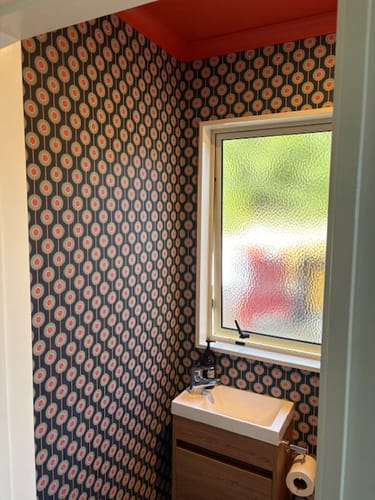 Customer photo review of Vintage Dotted Wallpaper - Blue/Pink