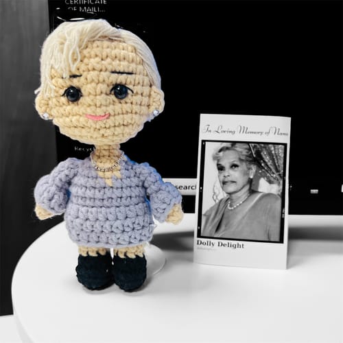 Customer photo review of Personalized Memorial Crochet Doll Keepsake with LED Display Box & Photo Card