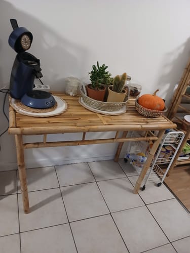 Customer photo review of BARU - Table a manger rectangulaire 4 personnes en bambou massif L110