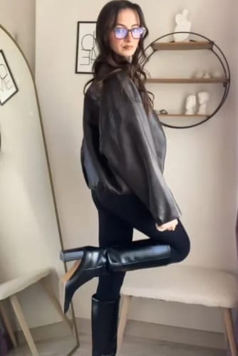 Customer photo review of Caroline Vegan Leather Jacket