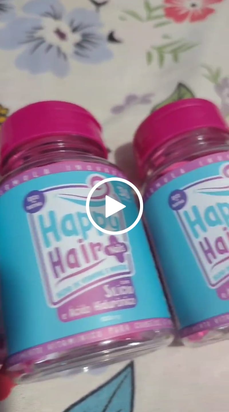Customer video review of Happy Hair 3 Potes + 3 Potes Grátis + 1 Pote de Melatonina + 1 Pote de Colágeno (Total 8 Potes)