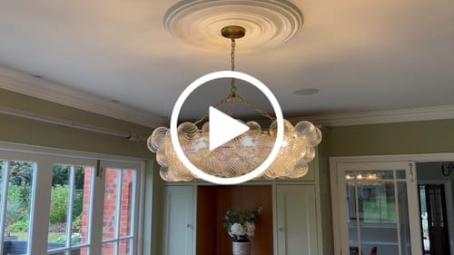 Customer video review of Luxury Large Cluster Cloud Bubble Chandelier Ribbed Glass Brass Hanging Light