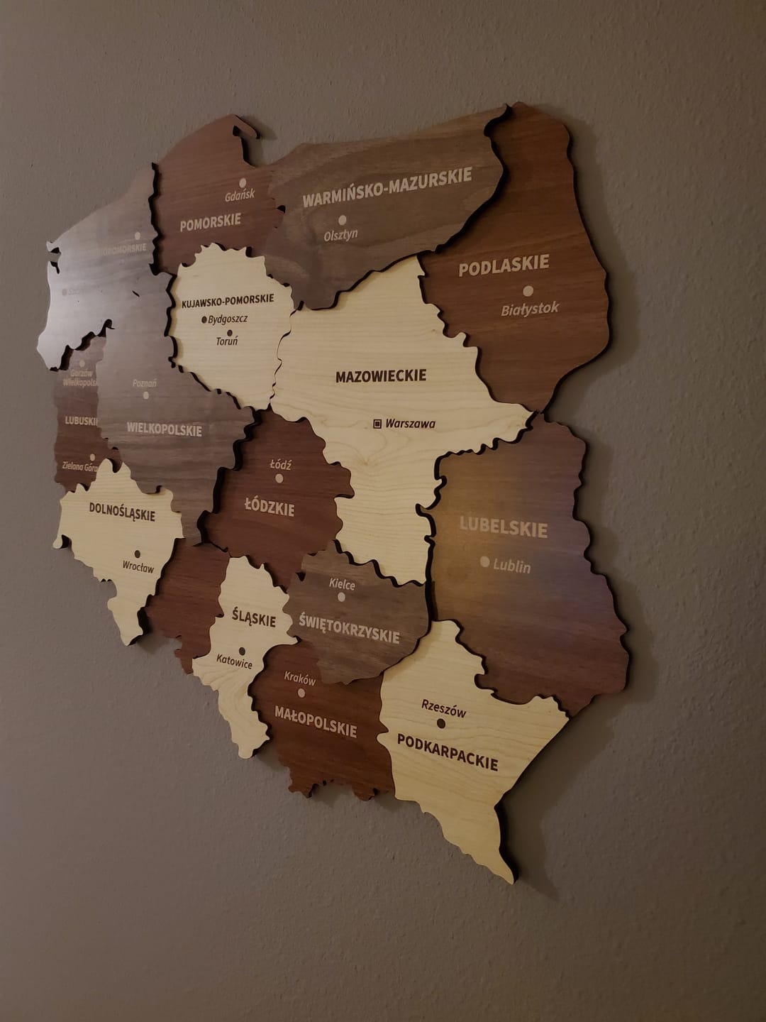 Customer photo review of Poland Country Map - Wood Wall Art Decor 3D&Multiyered, Poland Gifts