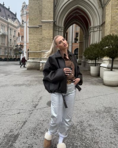 Customer photo review of Caroline Vegan Leather Jacket