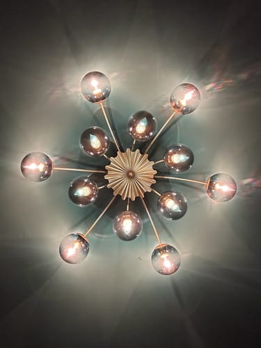 Customer photo review of Glam Bloom 12-Light Blue Glass Bubble Semi Flush Chandelier