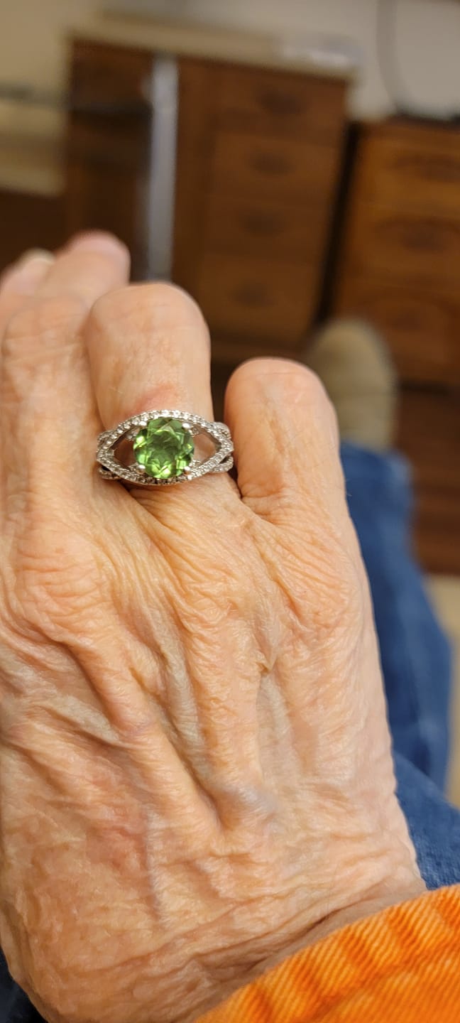 Customer photo review of round diaspore gemstone cross pave sterling silver ring