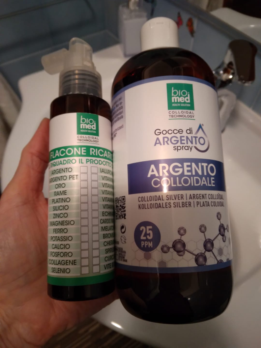 Customer photo review of ARGENTO COLLOIDALE SPRAY SUBLINGUALE BIOMED 25 ppm - 500 ml