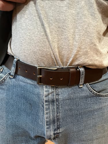 Customer photo review of The Spartan Belt - Brown Leather Belt With Leather Wrapped Buckle