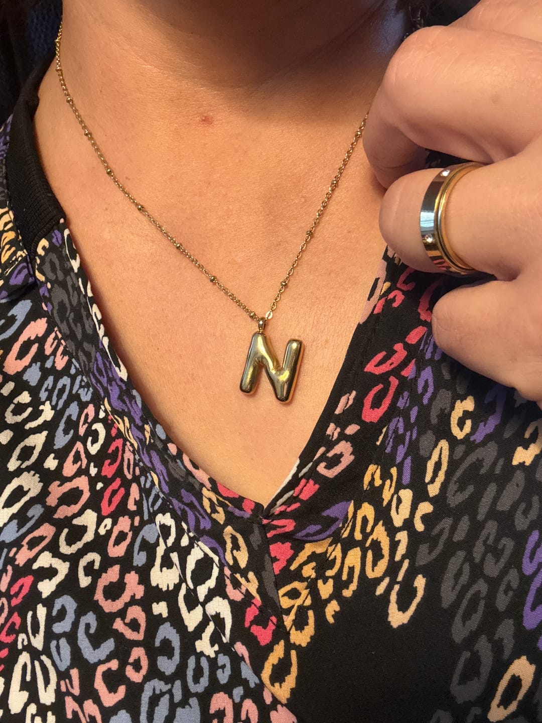 Customer photo review of Bubble Letter Initial Necklace (Bundle)