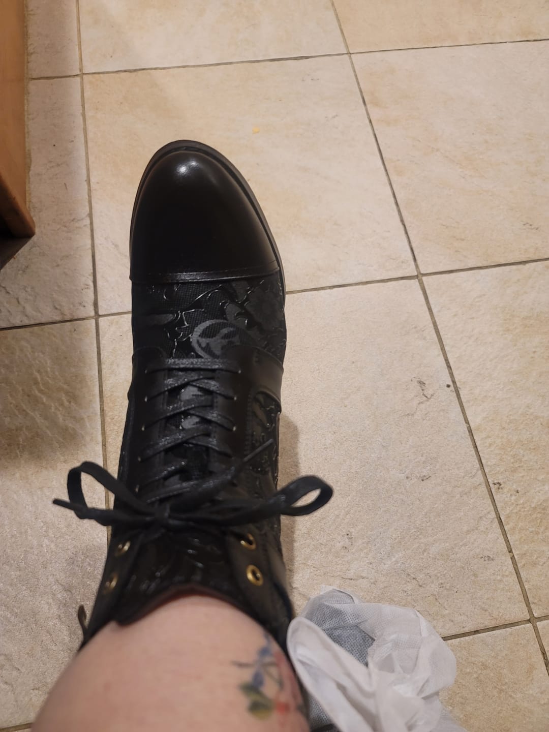 Customer photo review of Timeless Grace Floral Lace-Up Ankle Boots
