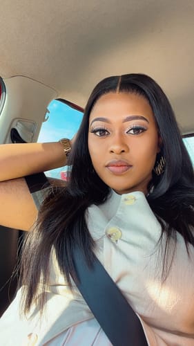 Customer photo review of Double Drawn Machine Made Wigs: Frontal HD Closure