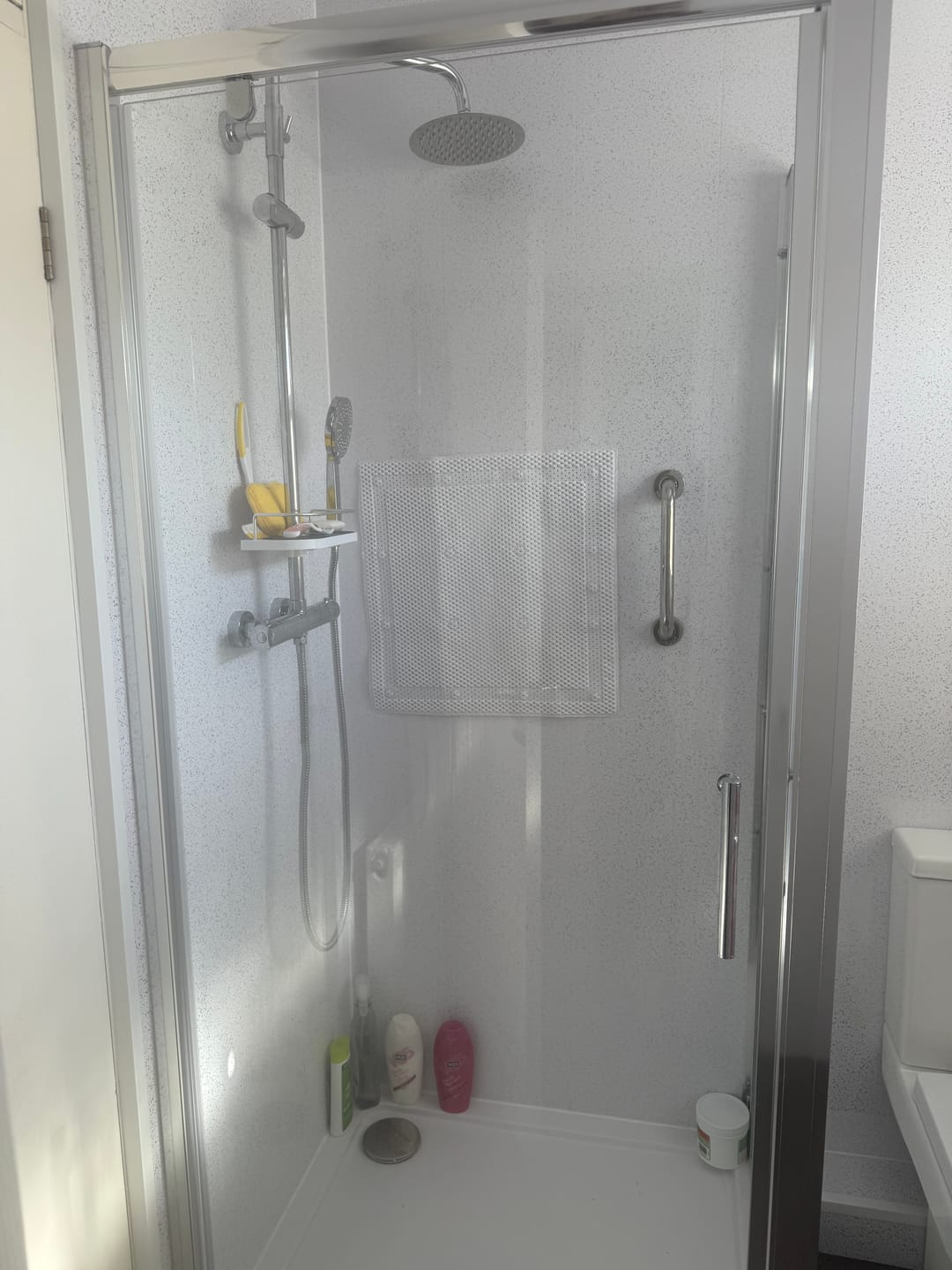 Customer photo review of 8mm Platinum White Sparkle Bathroom Wall Panel 2.6M