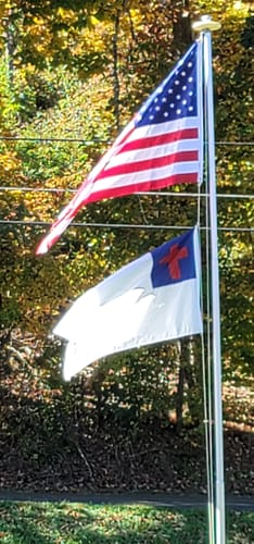 Customer photo review of Christian Flag with Appliqued Cross - Heavy Duty Outdoor Nylon