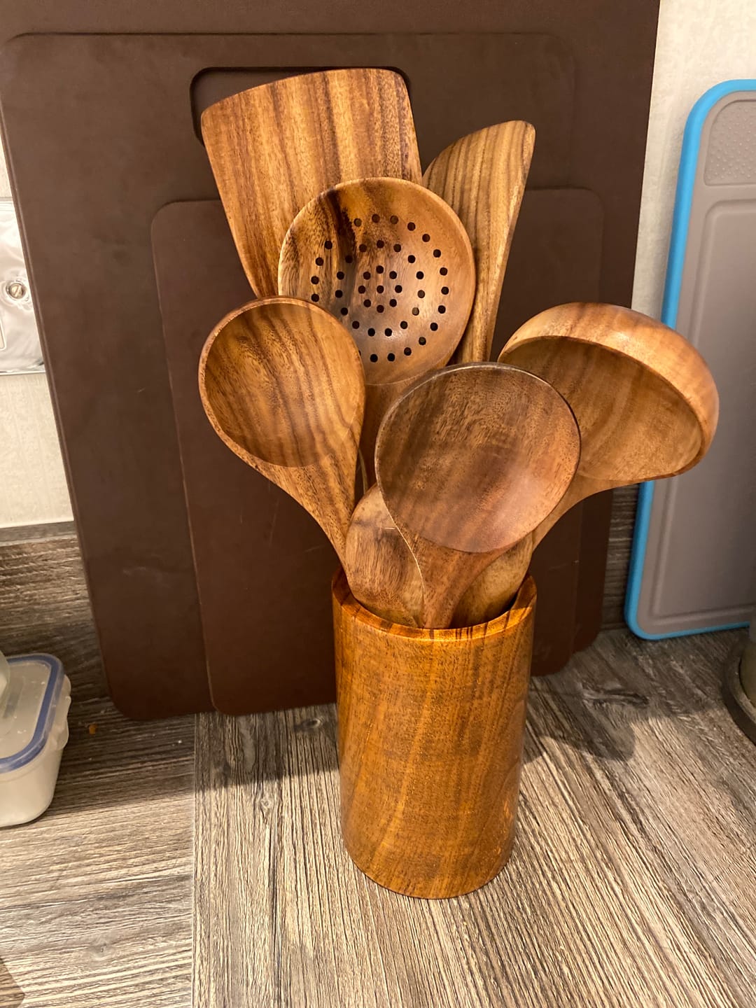 Customer photo review of Teak Wood Utensil Holder