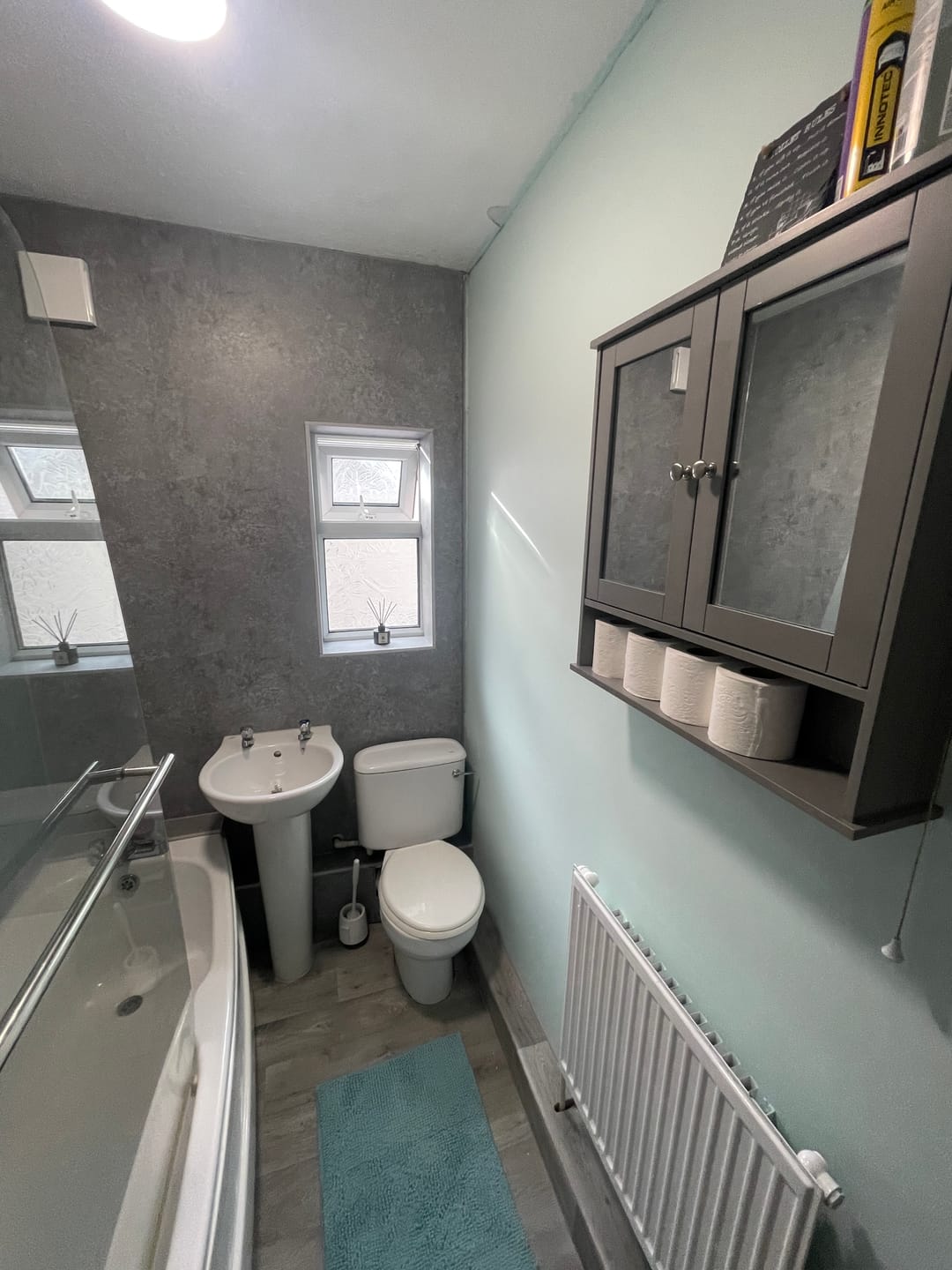 Customer photo review of Premium Grey Concrete Matt Shower Wall Panel – 1M x 2.4M