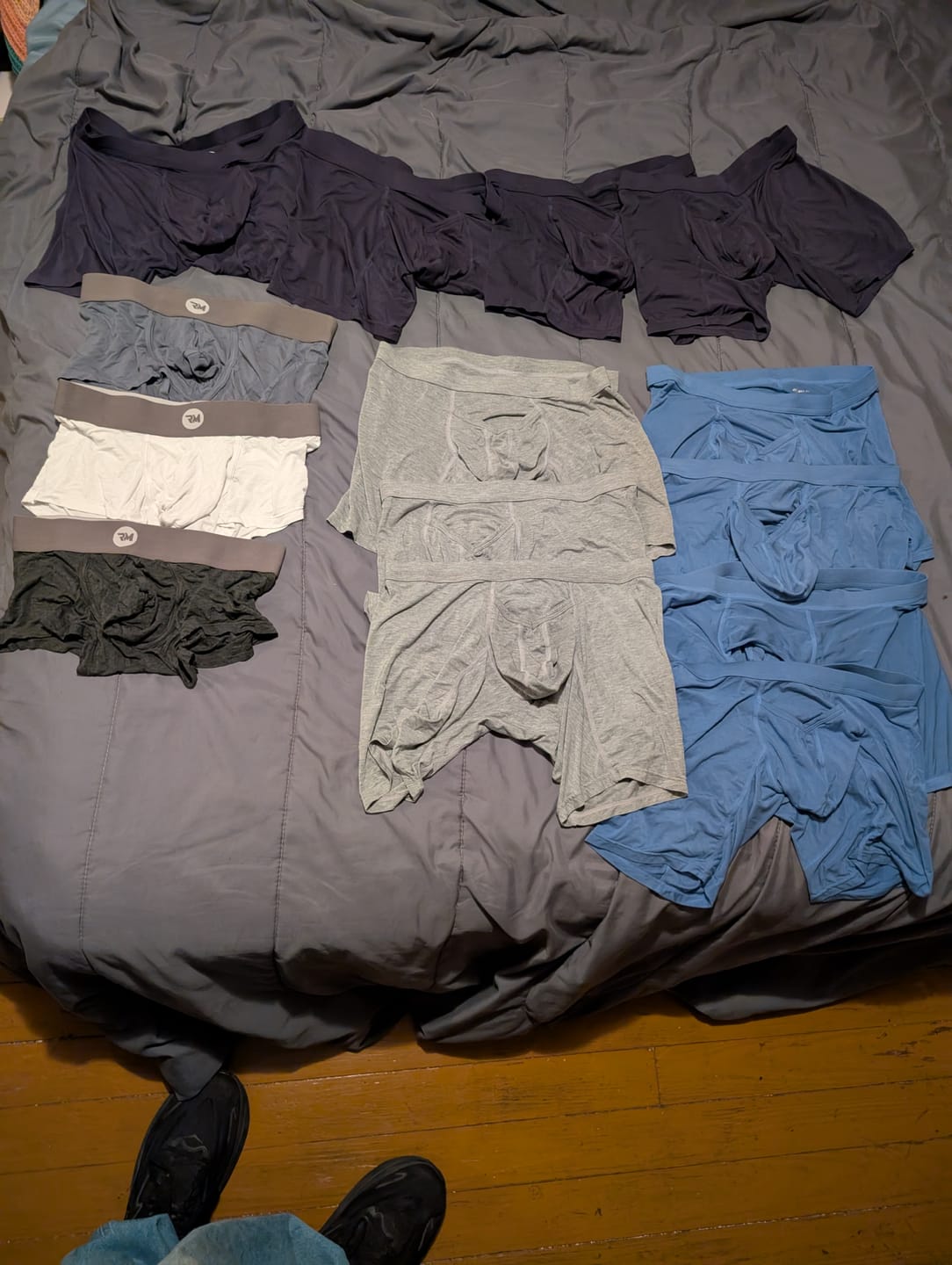 Customer photo review of Modal 7in Boxer Briefs V-FLY 3pk Slate/Heather Gray/Blue