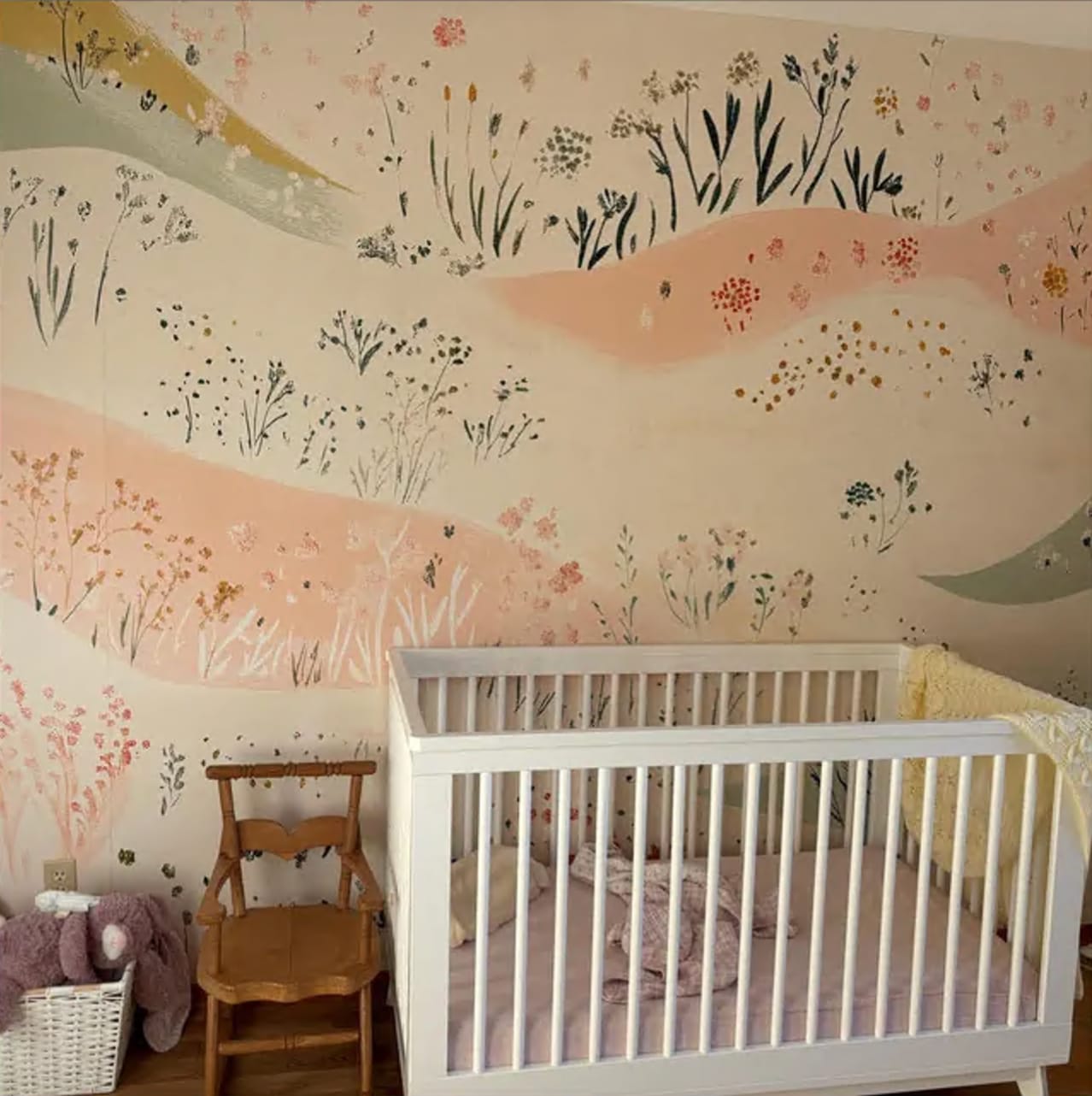 Customer photo review of Soft Abstract Flower Field Mural, Nursery Pastel Colors Wild Meadow Flowers Wallpaper, Peel and Stick or Non-woven Floral Decor
