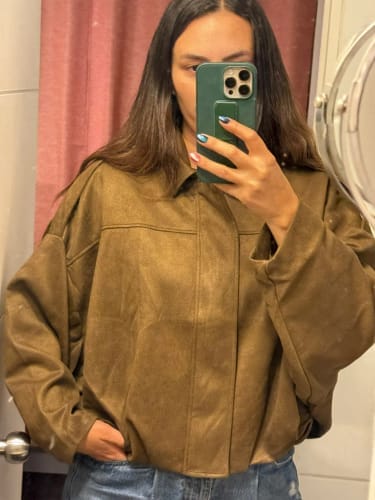 Customer photo review of Lara Suede Bomber Jacket