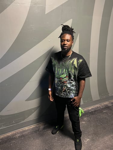 Customer photo review of Mixed Emotions Goblin Rhinestone Tee Black