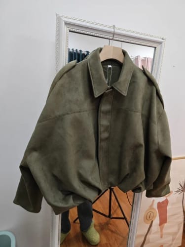 Customer photo review of Lara Suede Bomber Jacket