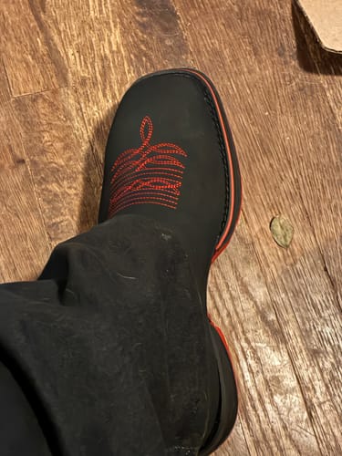 Customer photo review of Black Leather Botin With Lightweight Soles - Square Toe