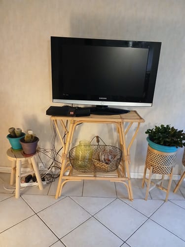 Customer photo review of PATTANI - Console en bois de bambou massif coloris naturel