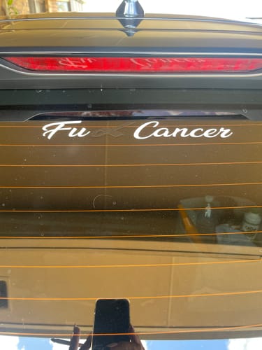Customer photo review of Fuck Cancer Cursive - Sticker