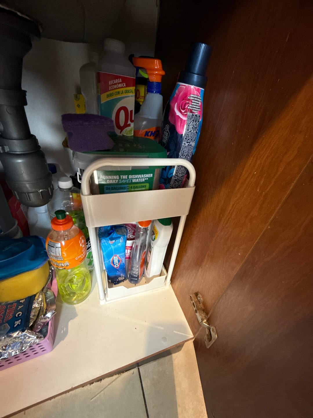 Customer photo review of Set de 2 Organizadores Bajo Lavaplatos 2 Niveles Blanco Just Organizer