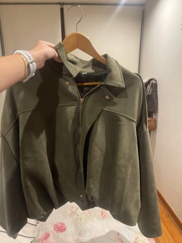 Customer photo review of Lara Suede Bomber Jacket