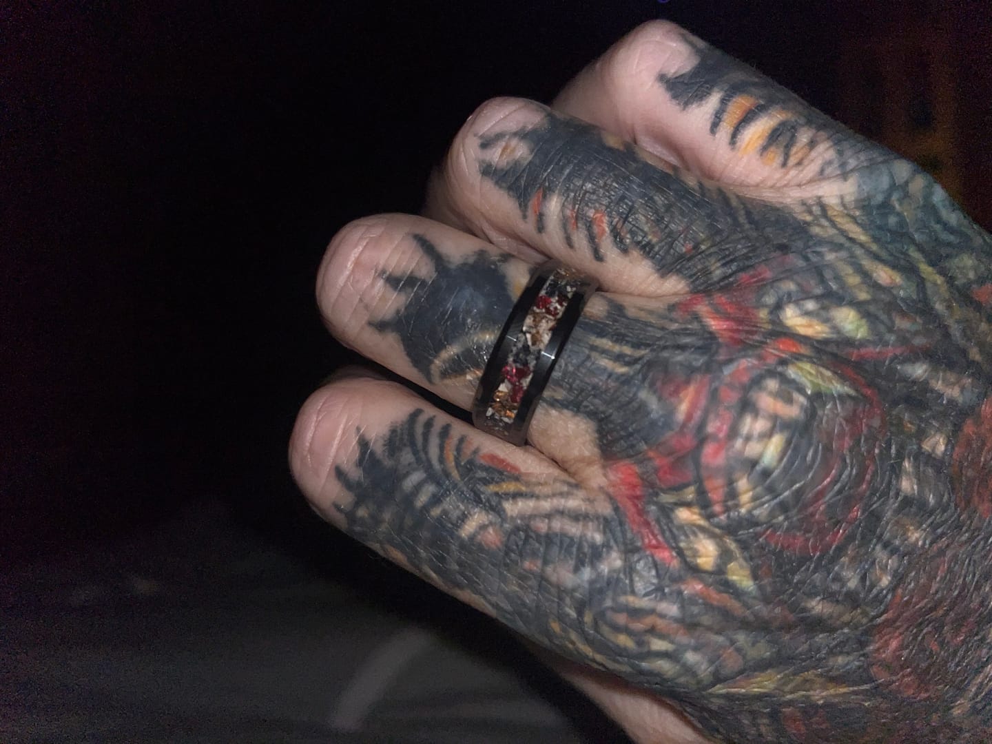 Customer photo review of Glass Frit Ring with Cremation Ashes