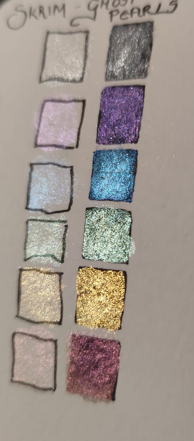 Customer photo review of Skrim Ghost Pearl – Sparkly Pearl Watercolor Set (6 Full Pans)