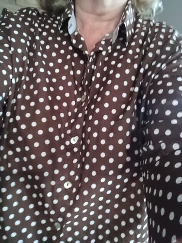 Customer photo review of Get Spotty Print Sheer Shirt - Koko White