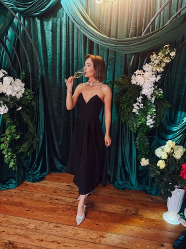 Customer photo review of Victoria | Strapless Midi Dress