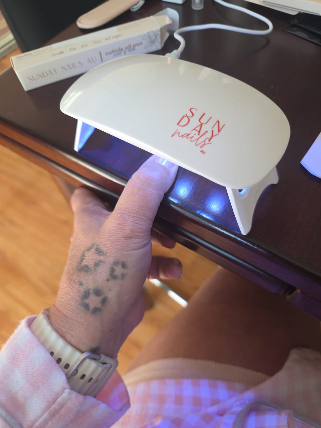 Customer photo review of Sparkling Rose Semi Cured Gel Nail Sticker Kit (Valentines)