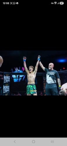 Customer photo review of Eryx Green Flatline High Split MMA Shorts