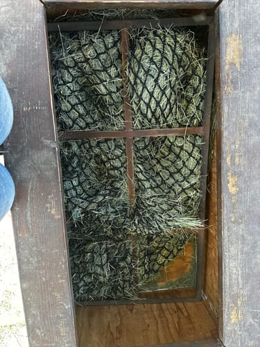 Customer photo review of Hay Chix® 3-Strand Bale Net (West Coast Net)