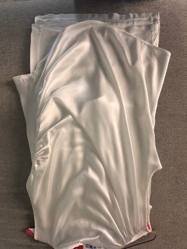 Customer photo review of Allegra Draped Satin Top | White