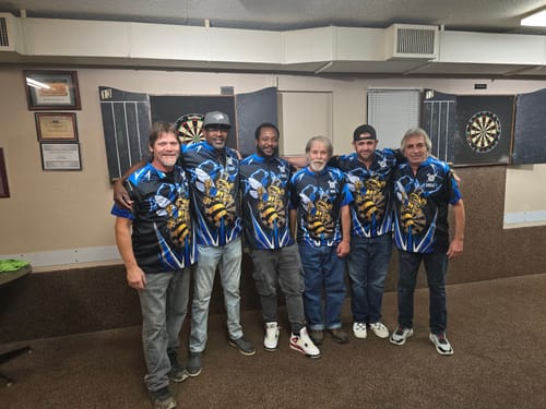 Customer photo review of Maxcorners Darts Shirt Yellow Hornet Power Multicolor Options Personalized Name, Team Name Unisex 3D Shirt (4 Colors)