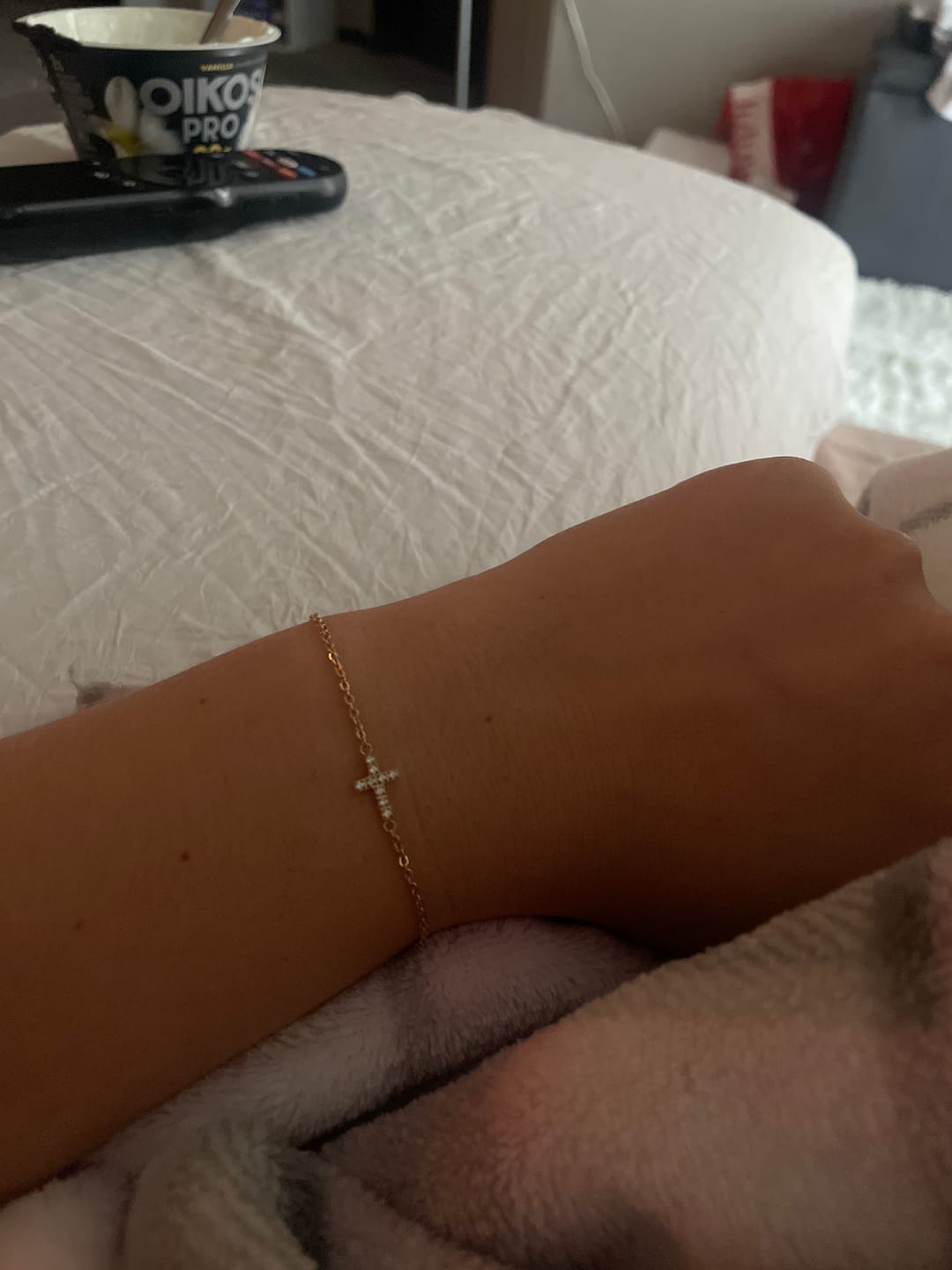 Customer photo review of Pavé Cross Bracelet