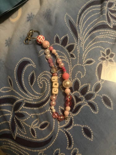 Customer photo review of Portachiavi Corto di perle fatto a mano 💝 Rosa