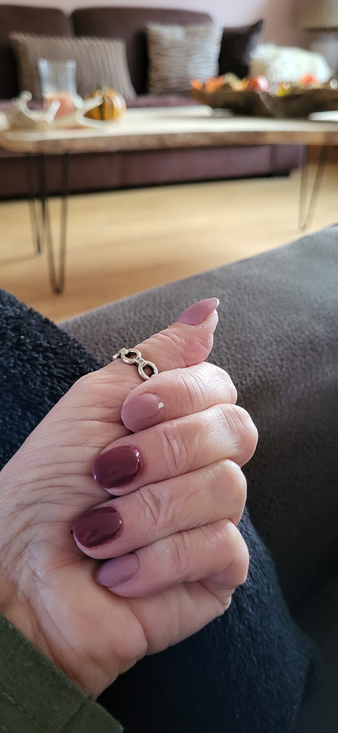 Customer photo review of Dark Reddish Purple Dipping Powder