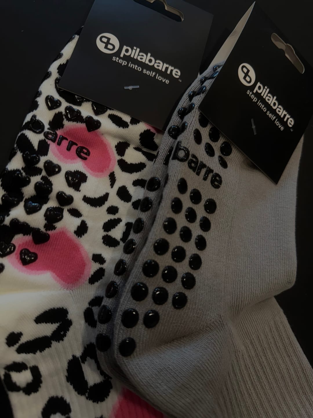 Customer photo review of Cheetah Heart Grip Socks